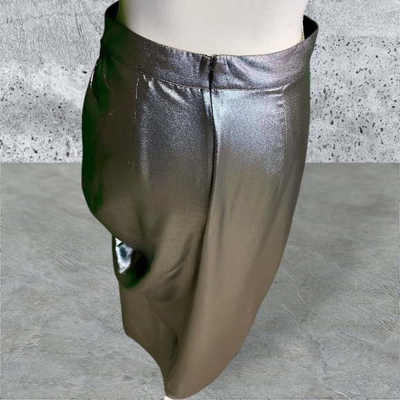 NWOT All Saints ‘Carla Metallic Gray / Silver Skirt’ with Ruched Side Size 4 - Picture 12 of 16